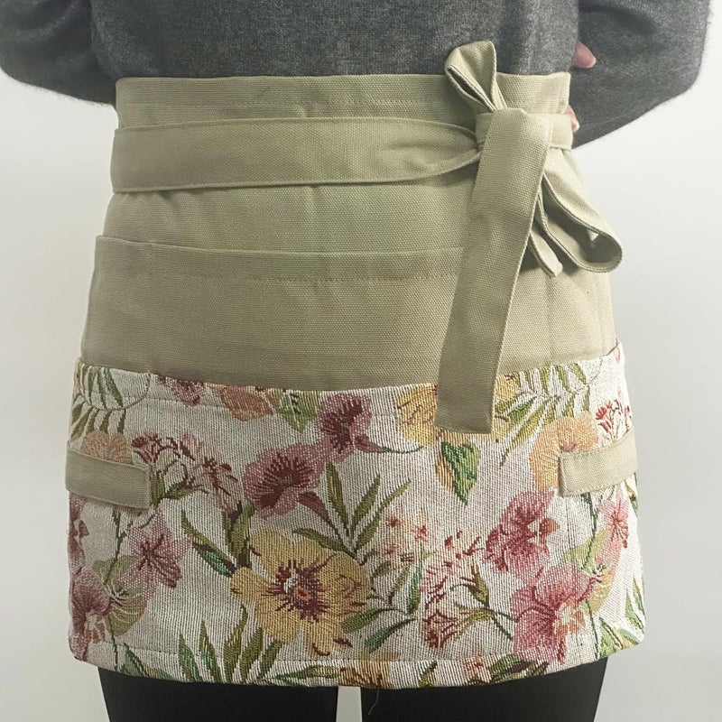 MILCIL Store Garden Apron for Woman, Serve Apron Cute, Flora Half Apron with 8 Pockets, Valentines Gift for Mom Wife Girlfriend - Image 5